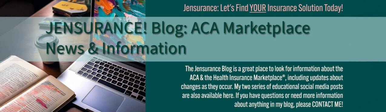 Banner with a laptop, notebook, and text about an insurance blog that provides news and updates about the ACA and Insurance Marketplace.