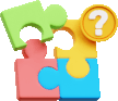 Jigsaw puzzle pieces with a question mark.