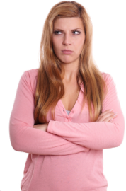 Woman giving dramatic side eye with arms crossed.