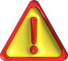 Red and yellow 3D caution sign
